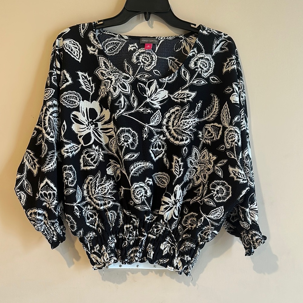 Vince Camuto Black and White Floral Top